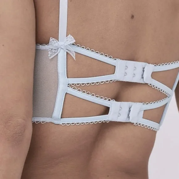 FOR LOVE & LEMONS Blue SET Flower Bustier & Thong Panty